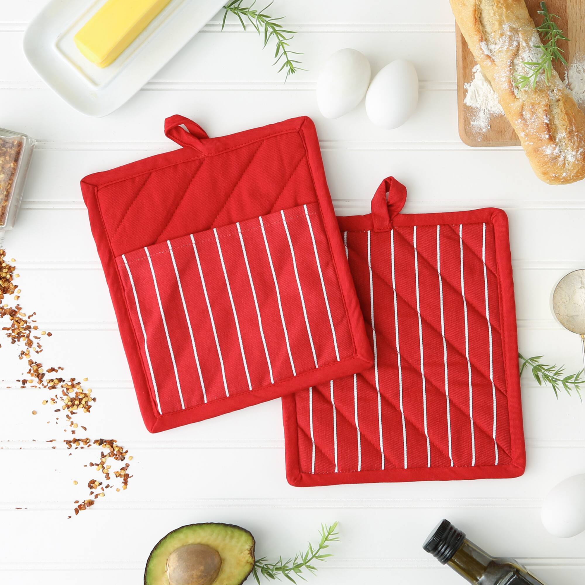 DII® Chef Stripe Potholders, 2ct.